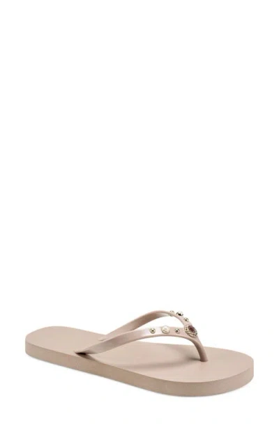Karl Lagerfeld Paris Zimia Button Flip Flop In Clay
