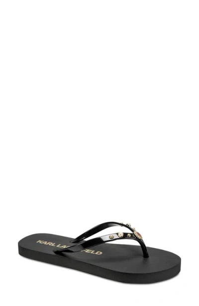 Karl Lagerfeld Paris Zimia Button Flip Flop In Gold/black