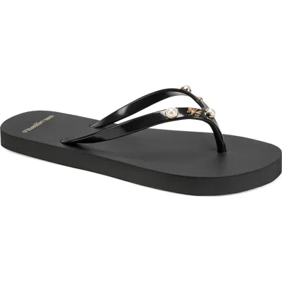 Karl Lagerfeld Paris Zimia Pearl Flip Flop In Black