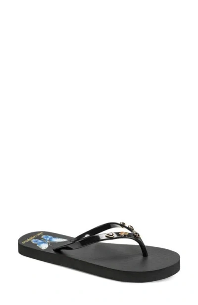 Karl Lagerfeld Paris Zimia Stone Flip Flop In Black