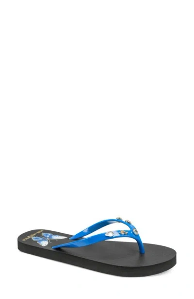 Karl Lagerfeld Paris Zimia Stone Flip Flop In Brilliant Blue