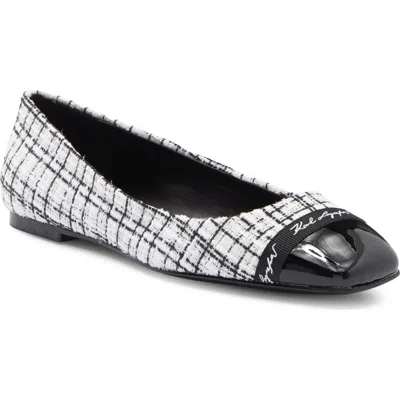 Karl Lagerfeld Paris Zofia Cap Toe Tweed Flat