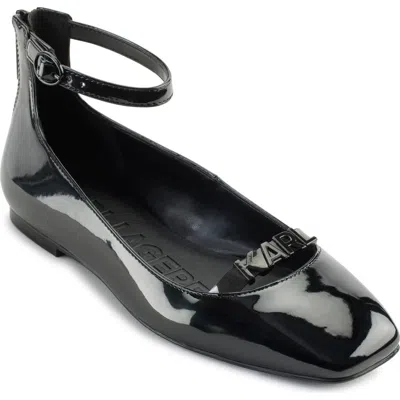 Karl Lagerfeld Paris Zyvia Ankle Strap Flat In Black