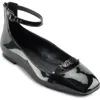 Karl Lagerfeld Paris Zyvia Ankle Strap Flat In Black,smoke