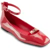 Karl Lagerfeld Paris Zyvia Ankle Strap Flat In Classic Red