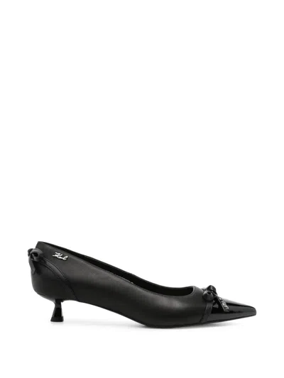 Karl Lagerfeld Black Leather Rubber Court Shoes