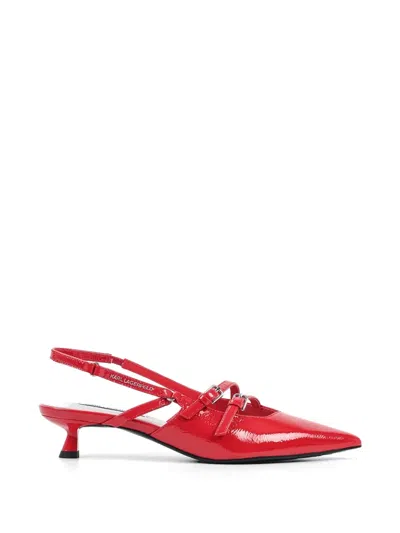 Karl Lagerfeld Pasha Buckle Strap Pumps In Red