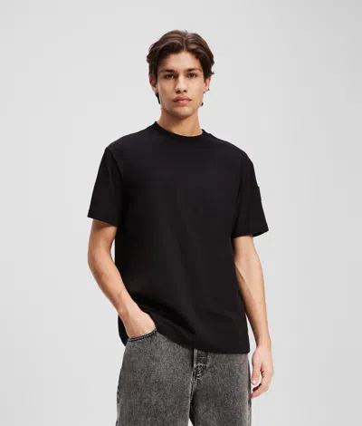 Karl Lagerfeld Patch Logo T-shirt In Black