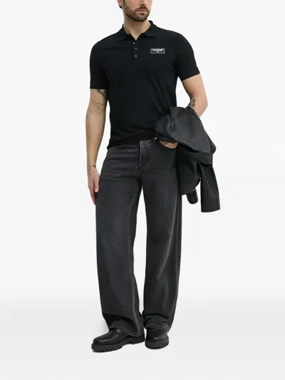 Karl Lagerfeld Patch Polo Shirt In Black