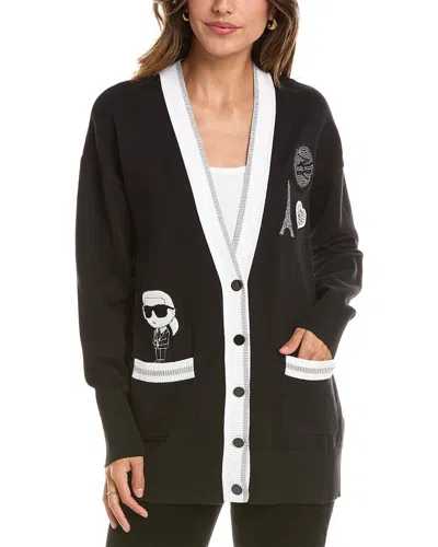 Karl Lagerfeld Patches Cardigan In Blue