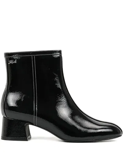 Karl Lagerfeld Patent-leather Boots In Black