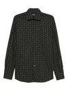 Karl Lagerfeld Patterned Cotton Shirt In Black