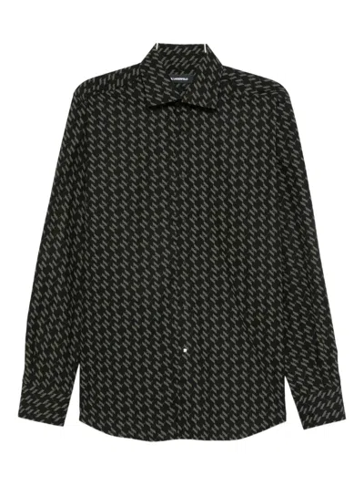 Karl Lagerfeld Patterned Cotton Shirt In Black