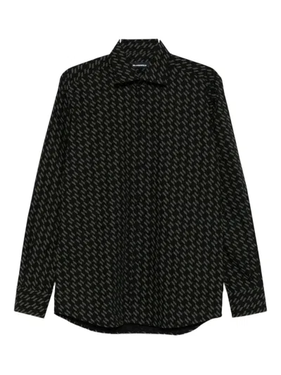Karl Lagerfeld Patterned Cotton Shirt In Black