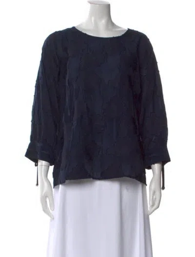 Pre-owned Karl Lagerfeld Patterned Crew Neck Top In Blue