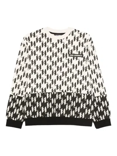Karl Lagerfeld Kids' Patterned Logo-patch Sweatshirt In Multi