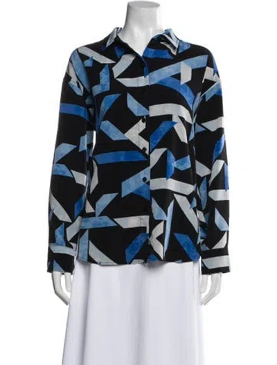 Pre-owned Karl Lagerfeld Patterned Long Sleeve Blouse In Black