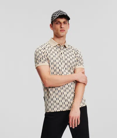 Karl Lagerfeld Patterned Polo Shirt In Sand