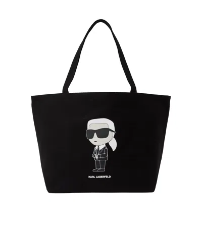 Karl Lagerfeld Patterned Shoulder Bag In Black