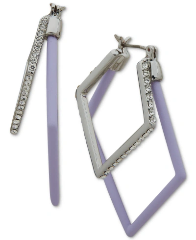 Karl Lagerfeld Pave & Color Geometric Nested Hoop Earrings In Purple