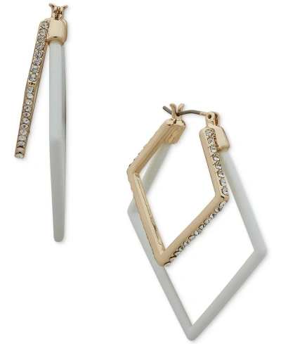 Karl Lagerfeld Pave & Color Geometric Nested Hoop Earrings In White