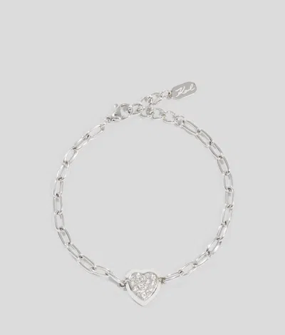 Karl Lagerfeld Pavé Charm Bracelet In Silver