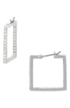 Karl Lagerfeld Pavé Crystal Square Hoop Earrings