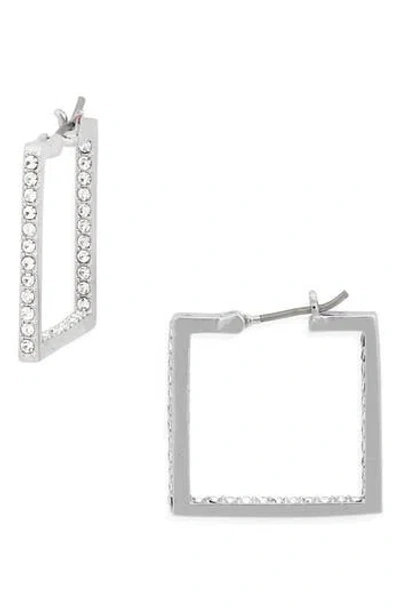 Karl Lagerfeld Pavé Crystal Square Hoop Earrings