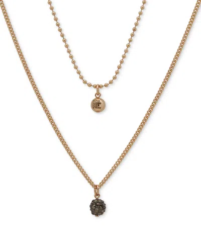 Karl Lagerfeld Pave Fireball & Logo Bead Layered Pendant Necklace, 16" + 3" Extender