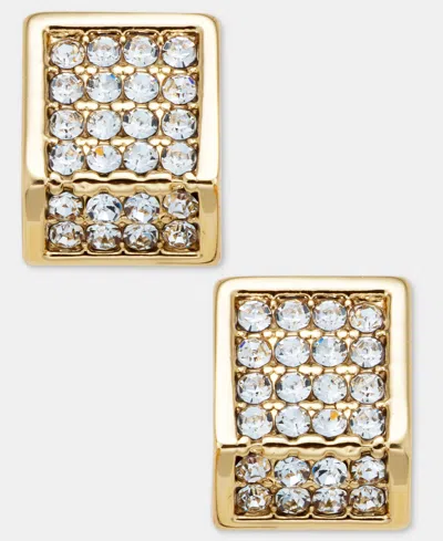 Karl Lagerfeld Pave Geometric Stud Earrings In Gold