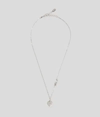 Karl Lagerfeld Pavé Heart Charm Necklace