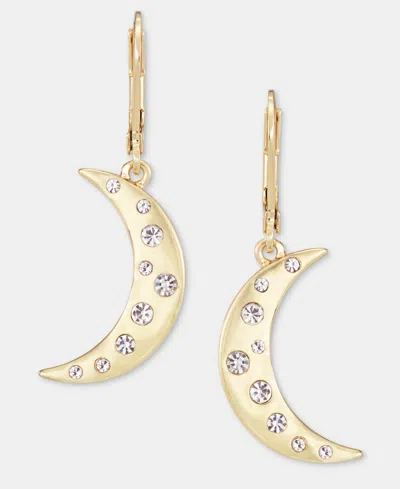 Karl Lagerfeld Pave Moon Drop Earrings In Orange