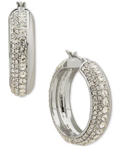 Karl Lagerfeld Pave Small Hoop Earrings, 0.85" In White
