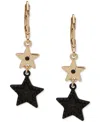 Karl Lagerfeld Pave Star Double Drop Earrings In Black