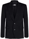 Karl Lagerfeld Logo-embroidered Single-breasted Blazer In Black