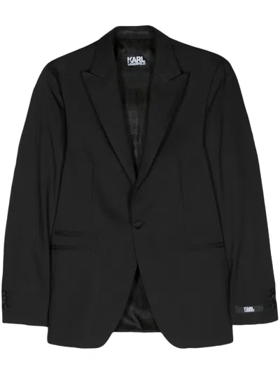 Karl Lagerfeld Peak Single-breasted Blazer In Black