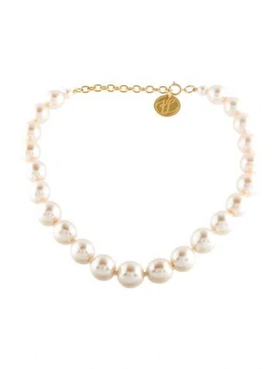 Pre-owned Karl Lagerfeld Pearl Bead Necklace, 21.5" In Multi