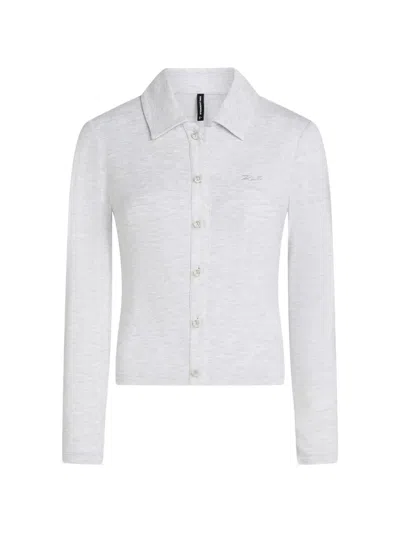Karl Lagerfeld Faux-pearl Loungewear Cardigan In White