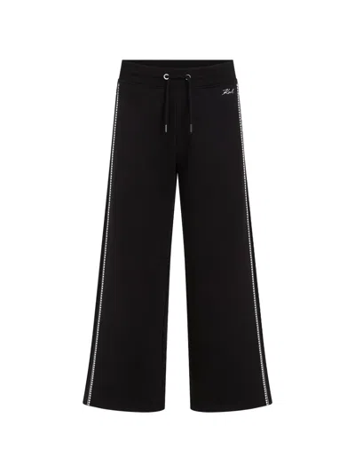 Karl Lagerfeld Pearl-detail Track Pants In Black