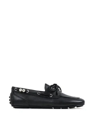 Karl Lagerfeld Pearl-embellished Lace-up Loafers In Black
