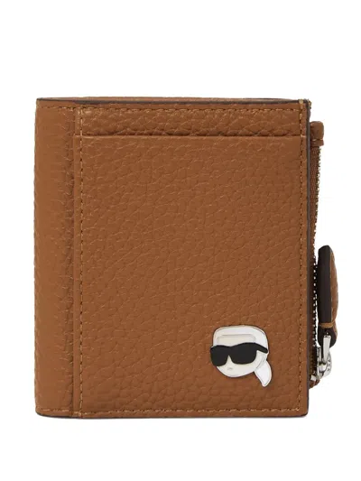 Karl Lagerfeld Pebble Bi-fold Wallet In Brown