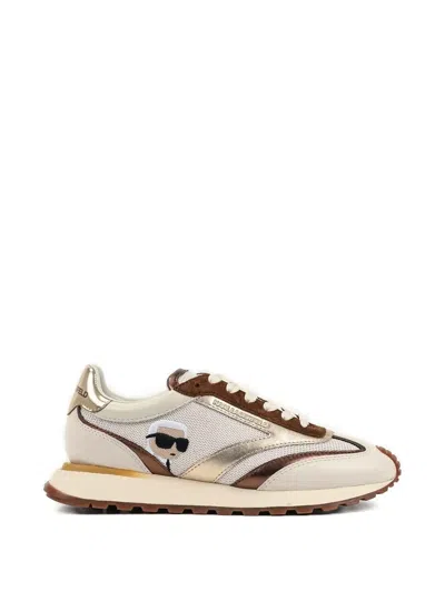 Karl Lagerfeld Peep Lace Sneakers In Neutral
