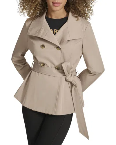 Karl Lagerfeld Peplum Trench Coat In Neutral