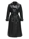 Karl Lagerfeld Perforated Belted Trench Coat In Black