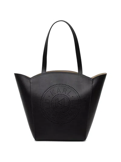 Karl Lagerfeld Perforated-logo Tote Bag In Black