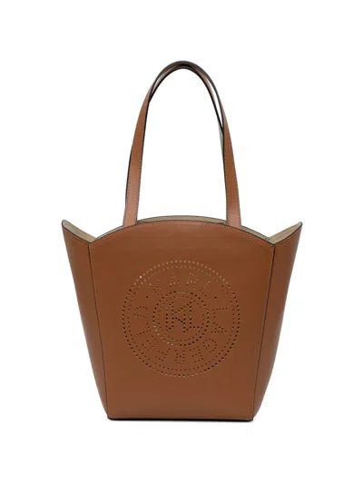 Karl Lagerfeld Perforated-logo Tote Bag In Brown