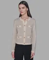 Karl Lagerfeld Petite 4-pocket Long Sleeves Cardigan Sweater In Neutral