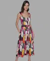 Karl Lagerfeld Petite Abstract-print Midi Dress In Multi