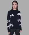 Karl Lagerfeld Petite Bow Long Sleeves Sweater In Black