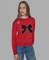 Karl Lagerfeld Petite Bow Long Sleeves Sweater In Red